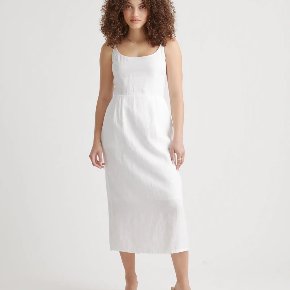 EUC Quince 100% European Linen Scoop Neck Midi Dress